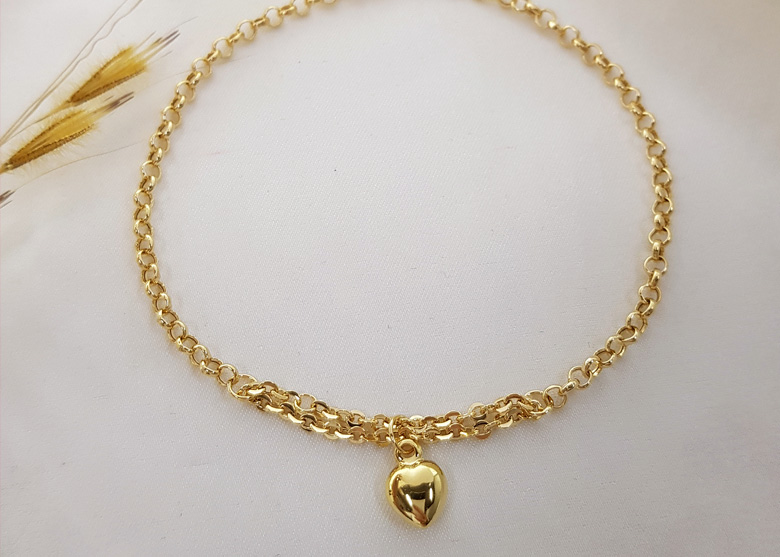 Pulseira Coração Ouro 18k