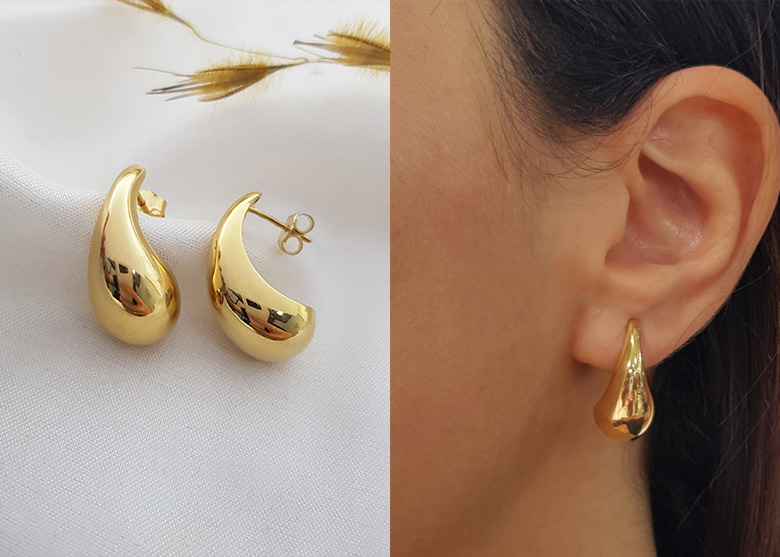 Brinco Gota Bold em ouro 18k